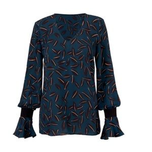 Cabi Shadow Leaf Blouse Large